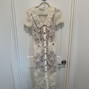 Self-Portrait Cream Lace Floral Dress